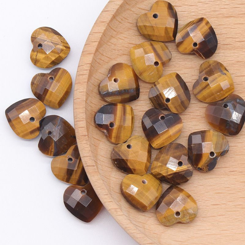 1591 um pingente de amor de corte de 12mm, pedra de cristal natural em forma de coração pulseira DIY acessórios de jóias