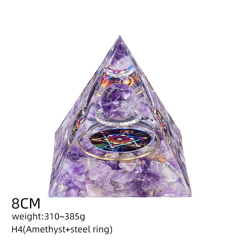 Pirâmide de cristal natural de 8cm Casa criativa europeia e americana Ornamento de mesa Yoga Resina de meditação Pirâmide de epóxi