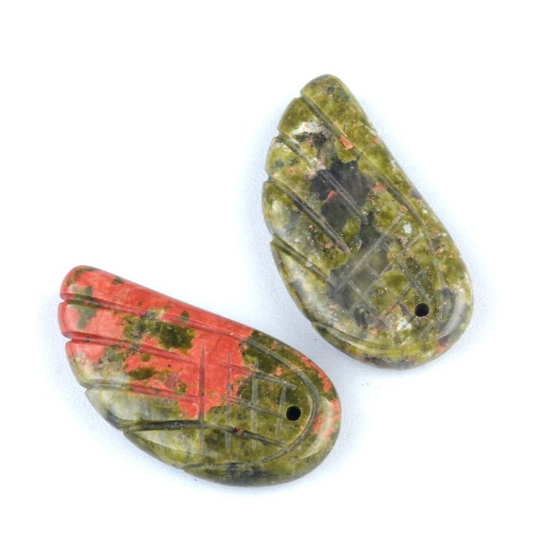 1177-Asas de cristal ametista natural Dongling jade esculpido asas pó cristal olho de tigre pingente de pena de pedra