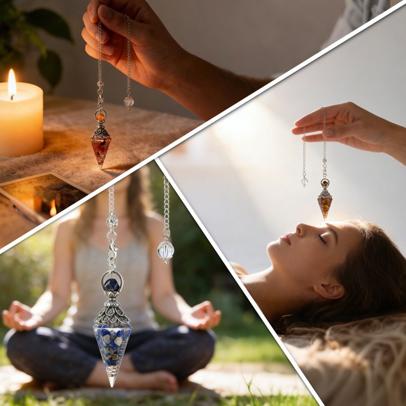 Pingente de pêndulo de cristal de resina personalizada Hexagonal Cone Rhombus Agate Gravel Yoga Meditação Freqüência Ajustável Pêndulo Epóxi