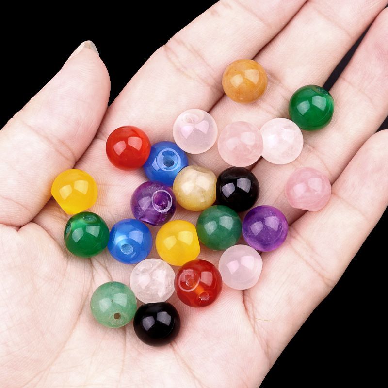 2040-Natural ametista cordão redondo furo lateral fivela de disco de ágata botão de jade Tang roupas Hanfu acessórios de vestuário
