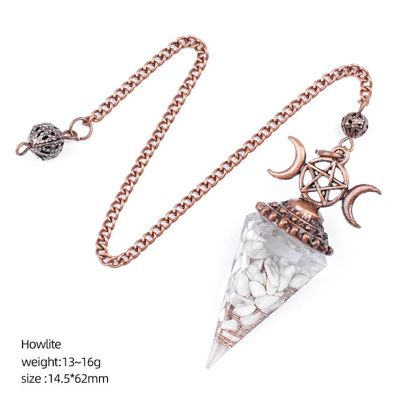 Pingente de pêndulo de cristal natural Triatlo vermelho antigo Hexagonal Cone Yoga Meditação Pêndulo de resina de frequência ajustável