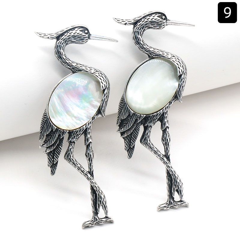 Pingente de broche incrustado de guindaste de coroa vermelha semi-preciosa de cristal natural de uso duplo, acessórios para jaqueta de alfinete de corsage
