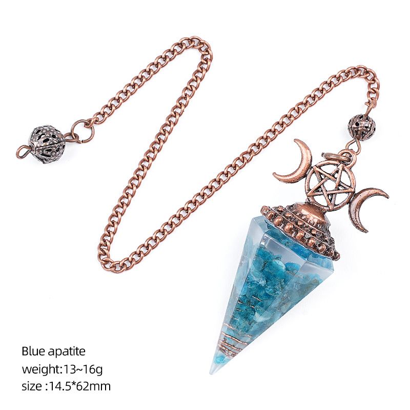 Pingente de pêndulo de cristal natural Triatlo vermelho antigo Hexagonal Cone Yoga Meditação Pêndulo de resina de frequência ajustável