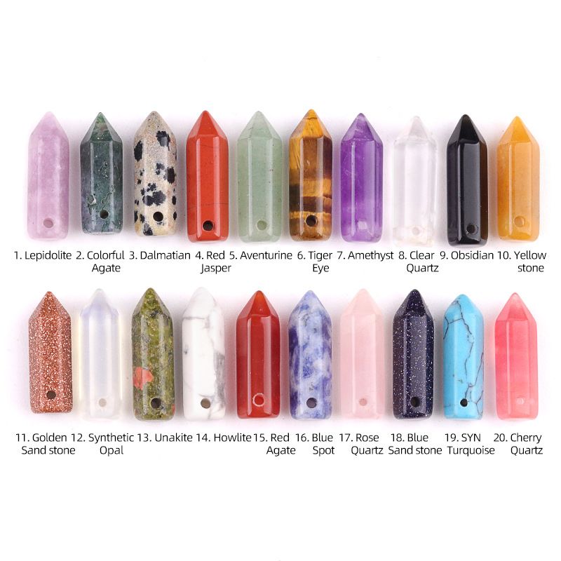 Bala de pedra de ágata de cristal natural 6 × 21mm orifício horizontal mini coluna hexagonal DIY jóias artesanais