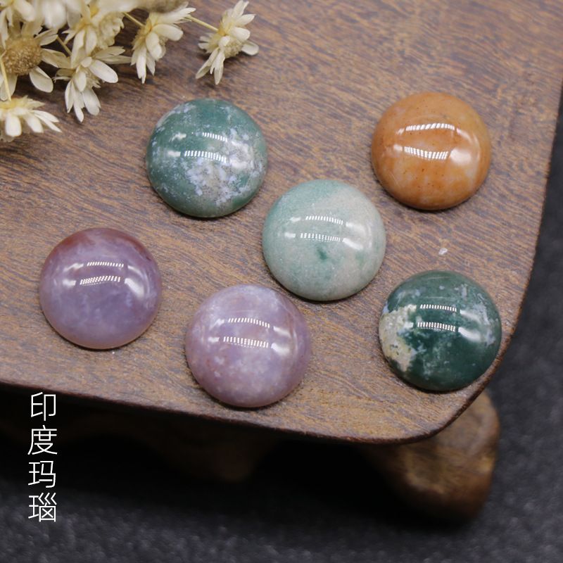 12Mm jade cristal ágata pedra cor tesouro semi-redondo cordão anel rosto tempo gema DIY Japonês Nail Art Acessórios de jóias