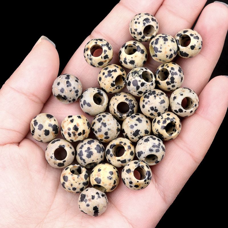 317 - Contas de Grandes Furos, Contas Soltas de Ágata Cristalina, 12mm, 5mm, Contas Soltas de Pedra Natural de Grandes Furos, Materiais de Joias DIY Atacado