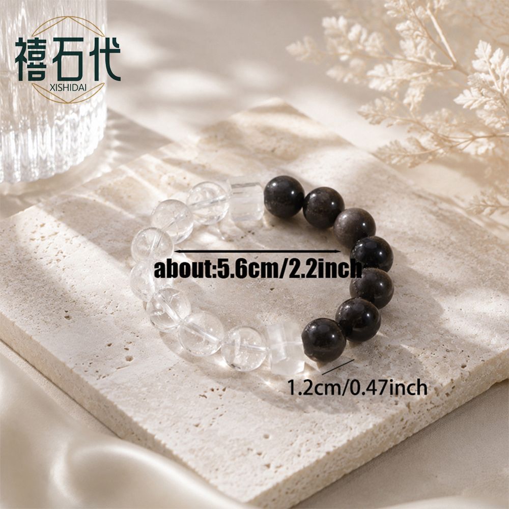 [Geração Xishi] Pulseira multi-tesouro de obsidiana de cristal branco natural, pulseira versátil simples e sofisticada