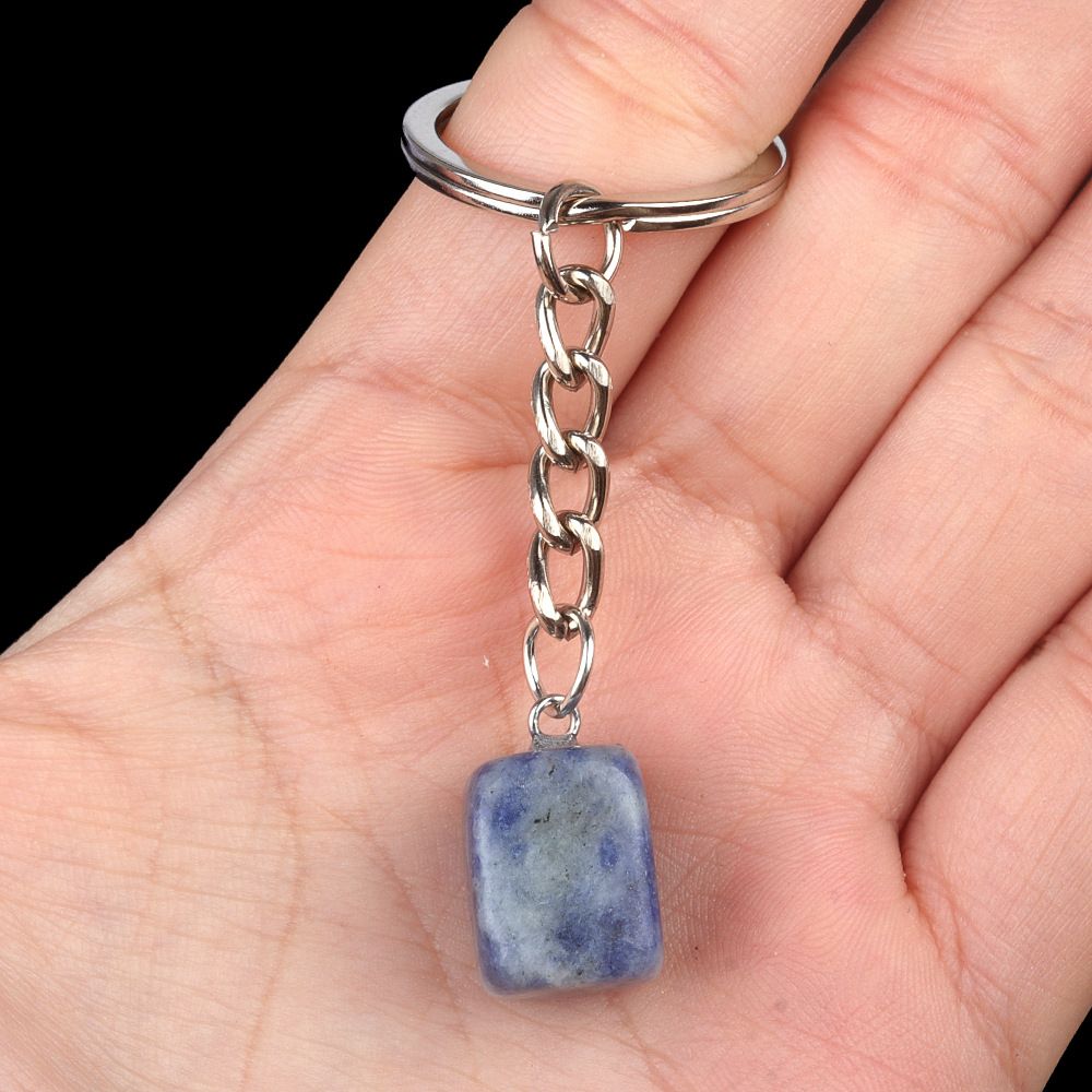 1788-Cristal Colorido Pedra Irregular 16mm Chaveiro Quadrado Comprido DIY Gem Pingente Opala