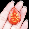 2112-Gravura de cristal em pó de ametista natural Vegvisir Símbolo Viking marca de direção pingente de gota de água DIY jóias