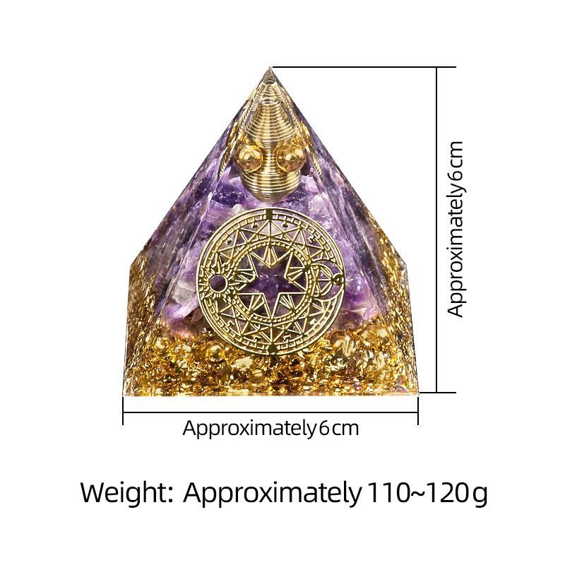 Série 2115-Q Pirâmide de cascalho de cristal de 6cm, ornamento doméstico de artesanato de resina epóxi