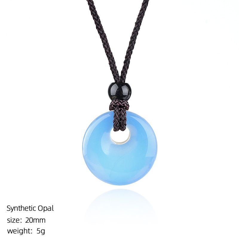 Pingente de fivela de segurança de cristal natural de 20Mm, colar de fivela de princesa redonda com grande buraco gravado em pedra selvagem, presente de Natal.