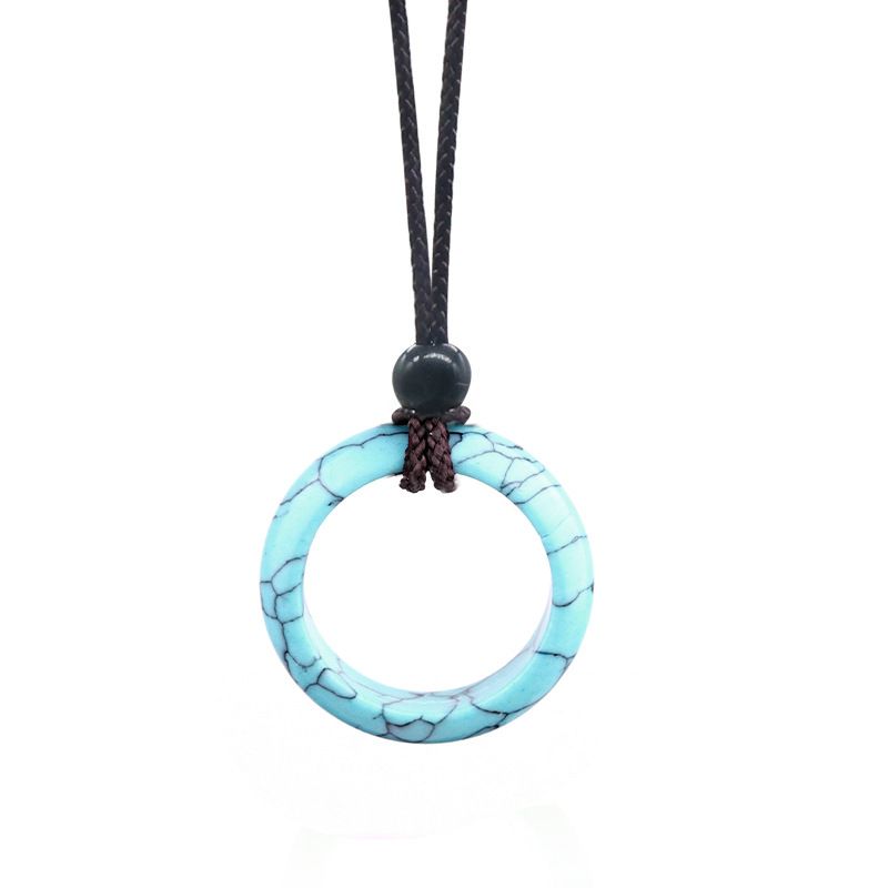 1435-Colar de Anel de Pedra de Cristal Natural Anel de Correr Clavícula Círculo Feminino Colar Simples Jóias