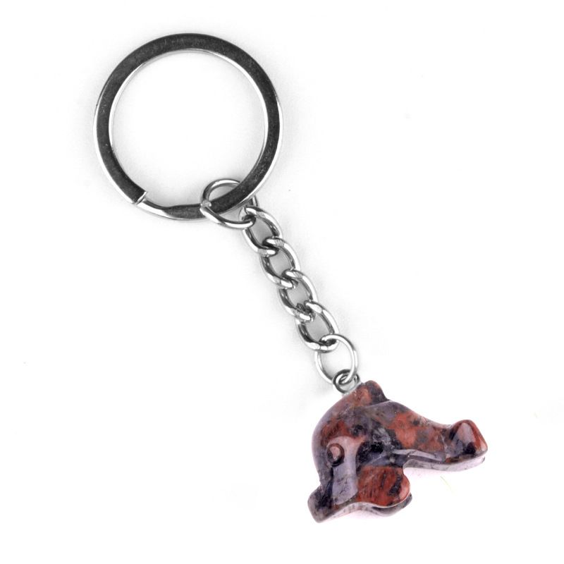 1949-Chaveiro Little Dolphin, pingente de chaveiro animal gravado em pedra de ágata de cristal.