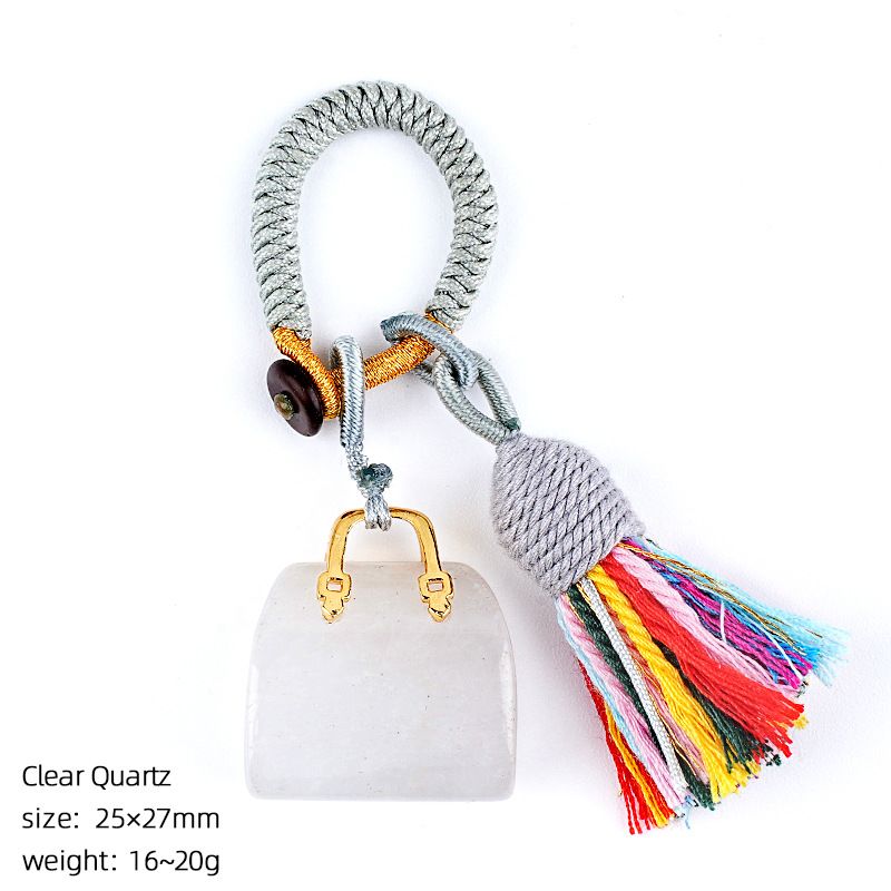 2485 Pedra natural semi-preciosa saco chaveiro criativo mão-tecido carro roupas acessórios cristal ágata pingente
