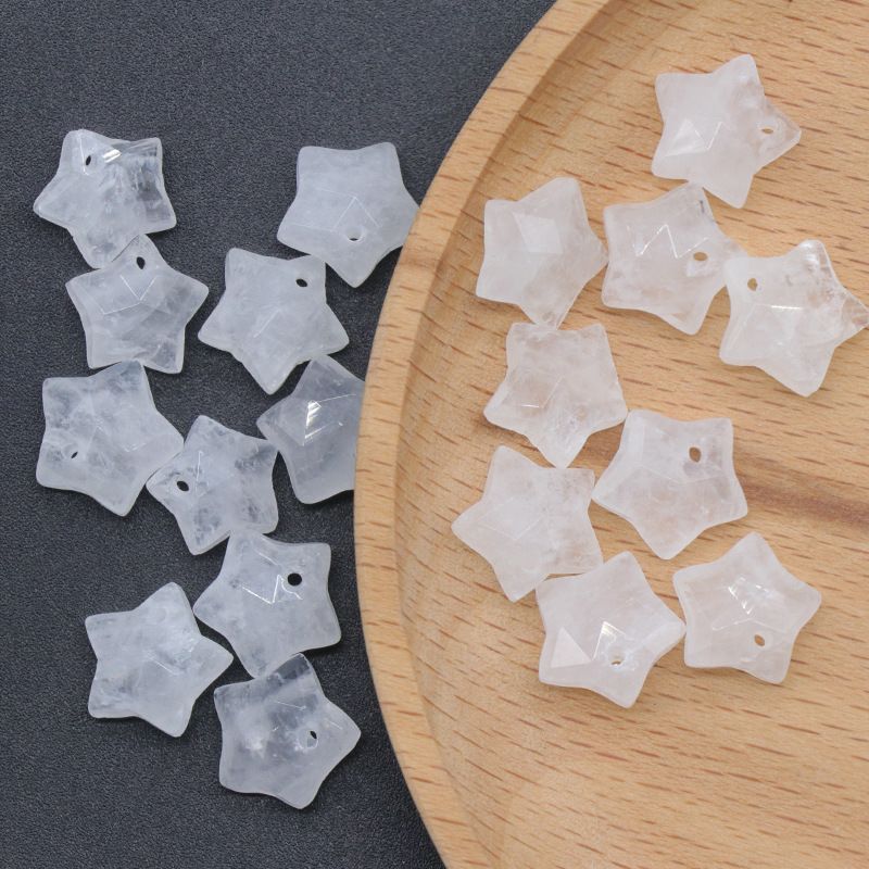 Pingente de pentagrama facetado 1590-10mm, acessórios de mini estrela de pedra de cristal atacado DIY jóias estrela