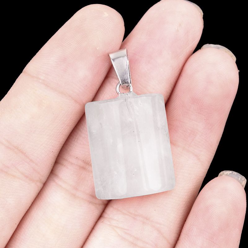1819-16X24mm cristal ágata jade pingente semicilíndrico, pingente retangular em forma de pão DIY acessórios de jóias