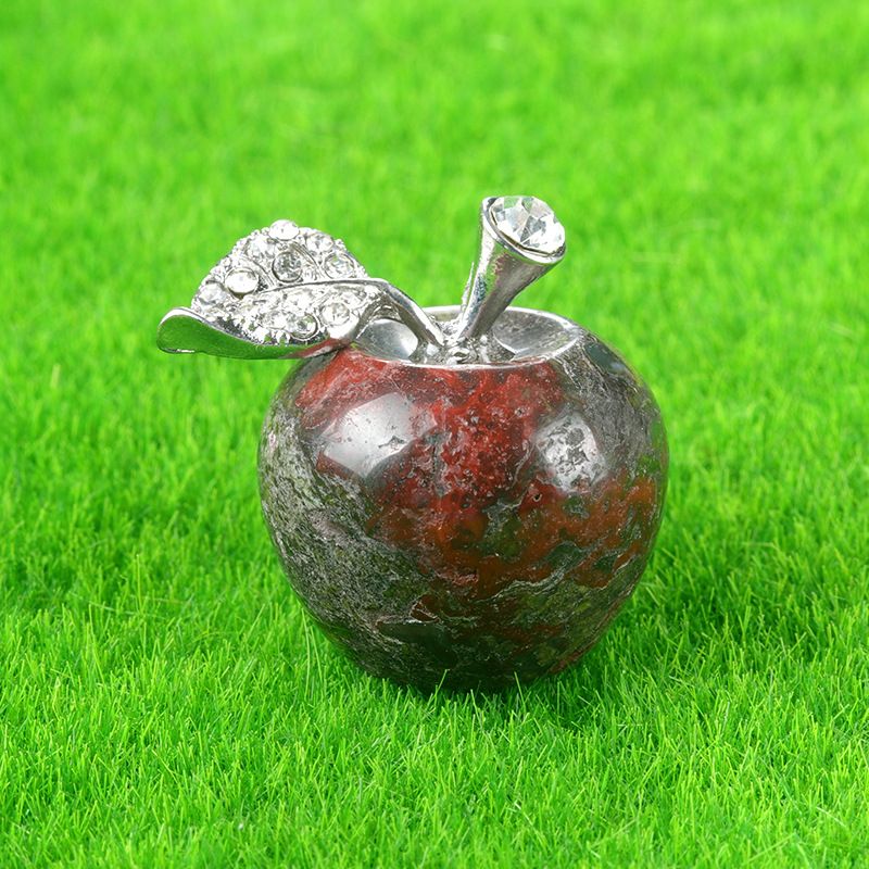 1683-Pedra de ágata de cristal maçã de 25 mm, decoração de véspera de Natal, mini enfeite de carro para casa