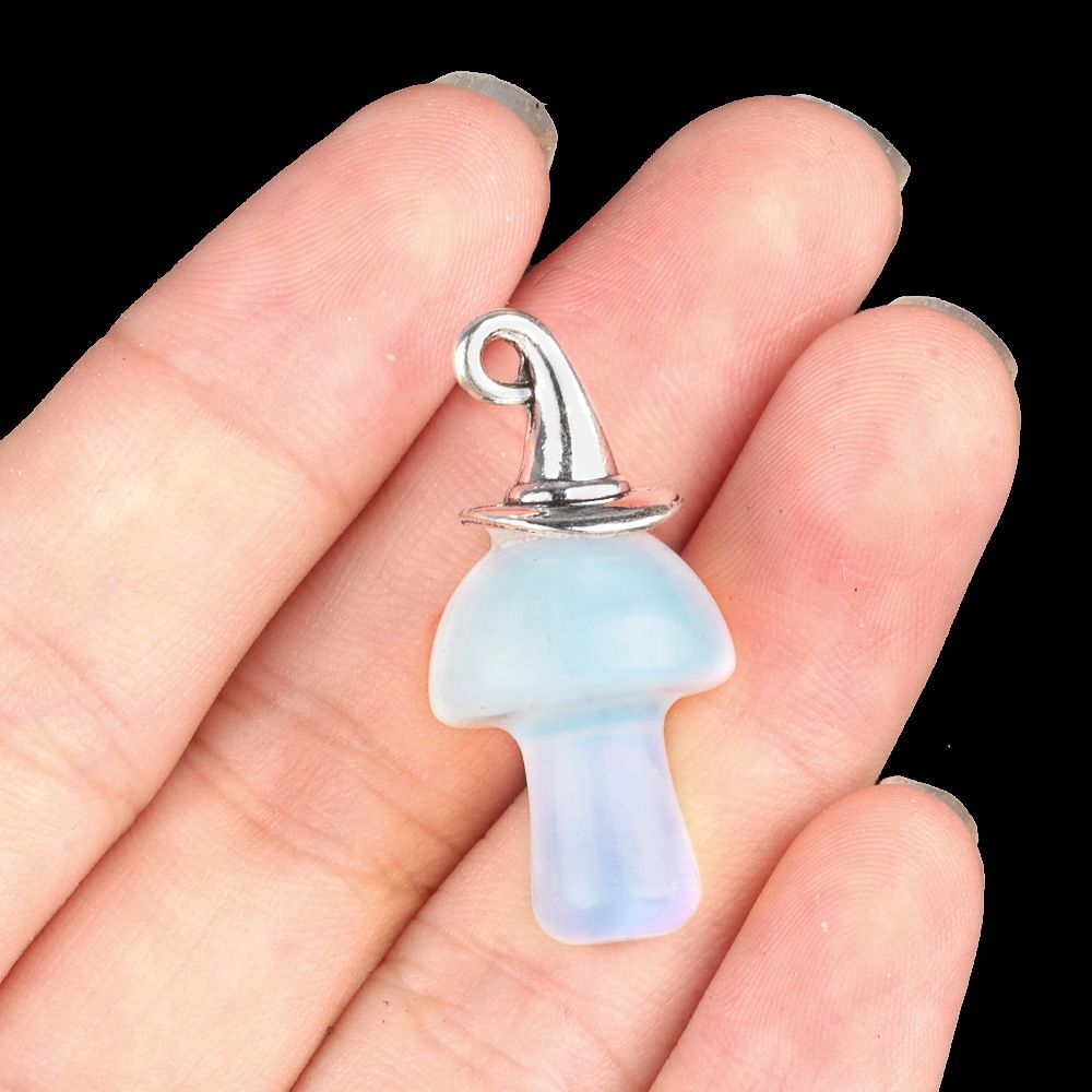 1963-Ágata de cristal natural pedra semipreciosa ametista mágica chapéu de Natal cogumelo pingente acessórios de jóias DIY