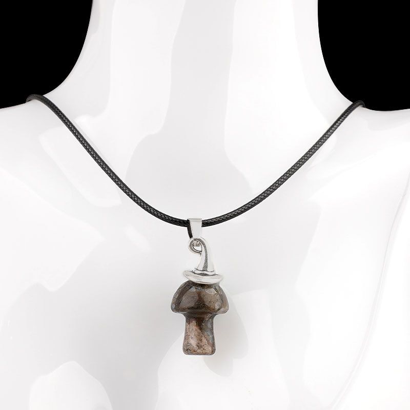 Pingente De Cogumelo De Chapéu De Bruxa De Cristal Natural