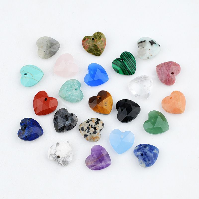 13Mm cristal ágata jade corte amor pingente DIY colar pulseira brincos jóias acessórios material