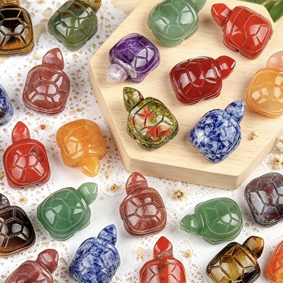 1599 uma tartaruga de 1 polegada, escultura em pedra de ágata de cristal pedra semipreciosa artesanato pequeno pêndulo tartaruga de cristal DIY