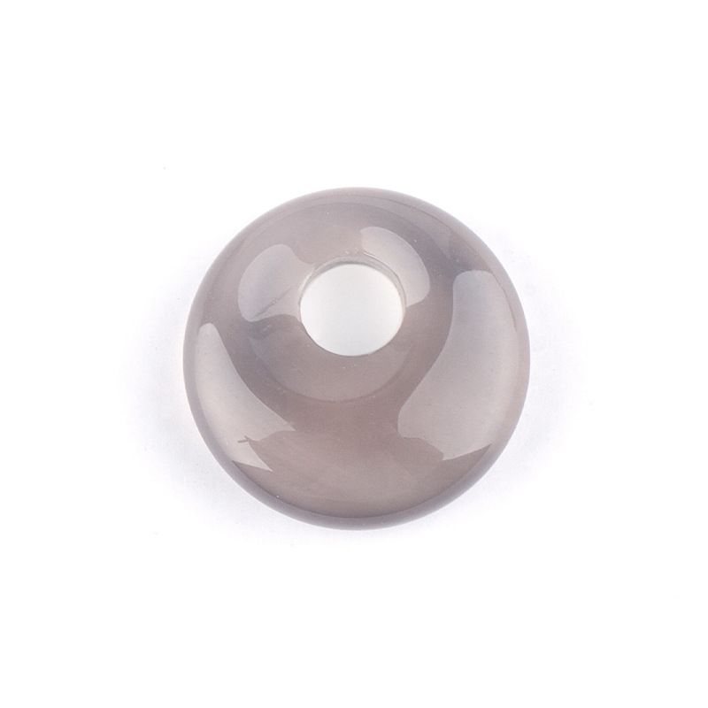 Pingente de fivela de segurança de orifício lateral de ágata de cristal natural de 18mm, colar nostálgico de ametista de orifício lateral de irmão redondo estilo nacional