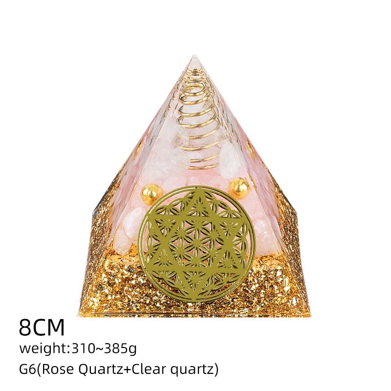 Pirâmide de cristal natural de 8cm Casa criativa europeia e americana Ornamento de mesa Yoga Resina de meditação Pirâmide de epóxi
