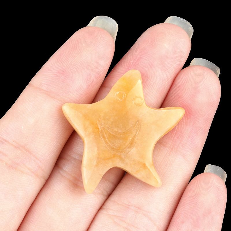 1981-Natural cristal ágata pedra smiley rosto estrela não porosa 30mm estrela do mar solta pedra pentagrama DIY acessórios de jóias