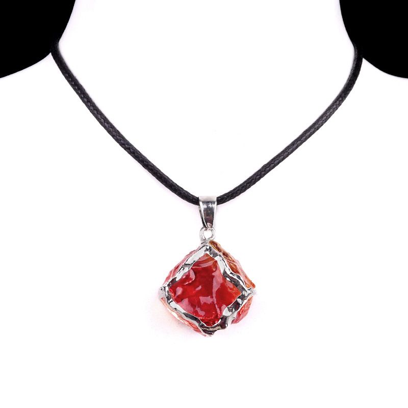 2012-Imitação de cristal de pedra áspera quadrado galvanoplastia pingente de cor, colar de cubo de açúcar de cristal artificial pingente de jóias DIY
