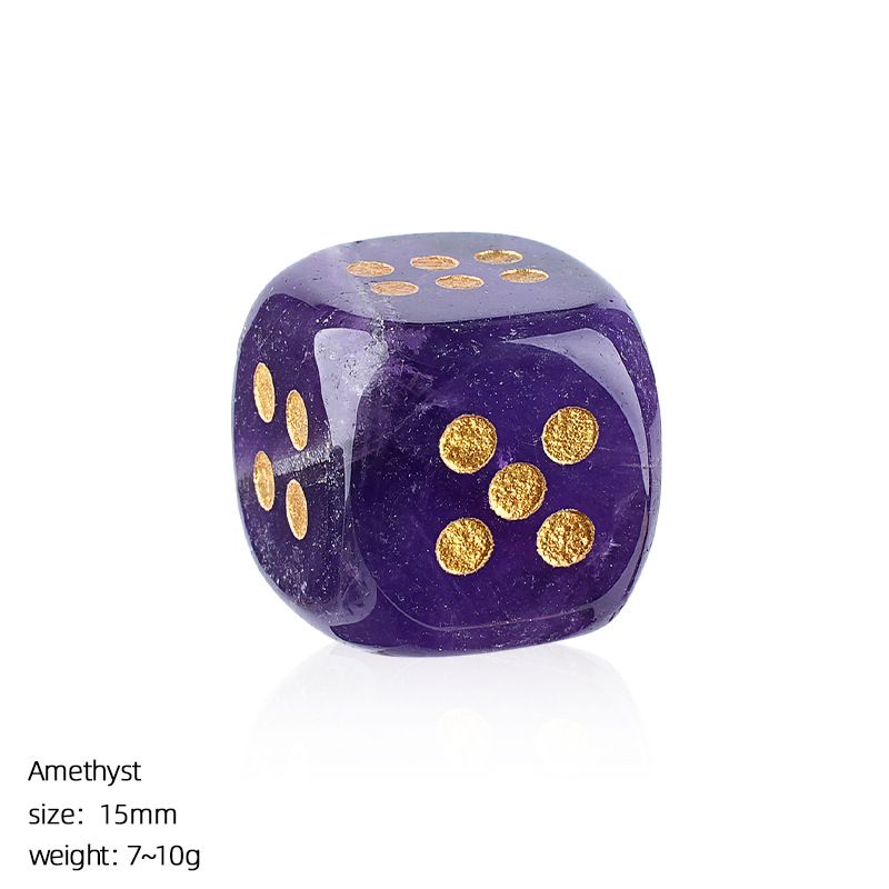 Dados de cristal natural transfronteiriço casual jogo de tabuleiro ágata jade escultura cantos arredondados 15mm pontos dados de pedra semipreciosa