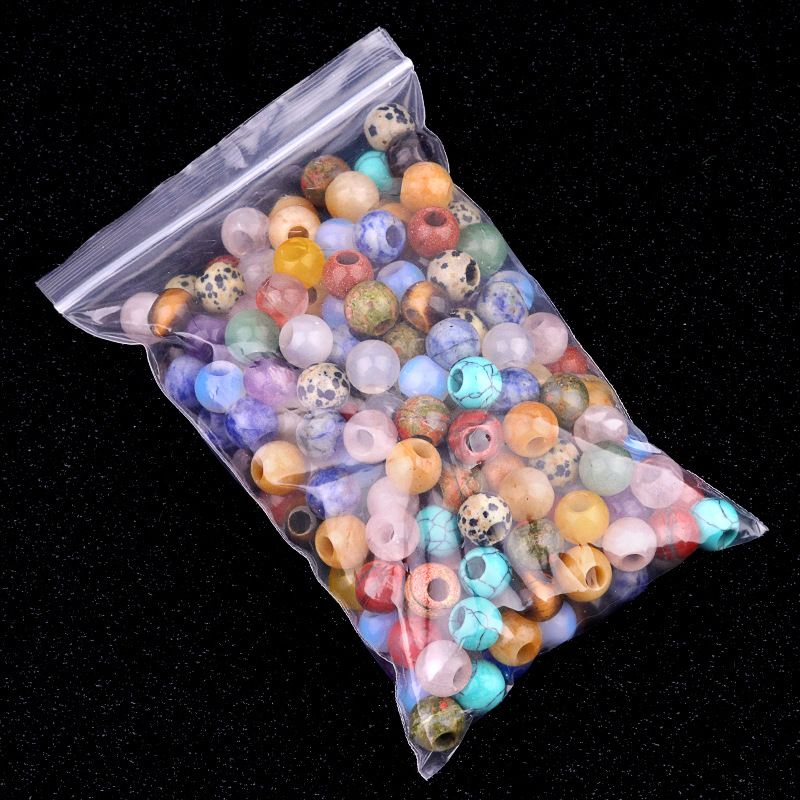 317 - Contas de Grandes Furos, Contas Soltas de Ágata Cristalina, 12mm, 5mm, Contas Soltas de Pedra Natural de Grandes Furos, Materiais de Joias DIY Atacado
