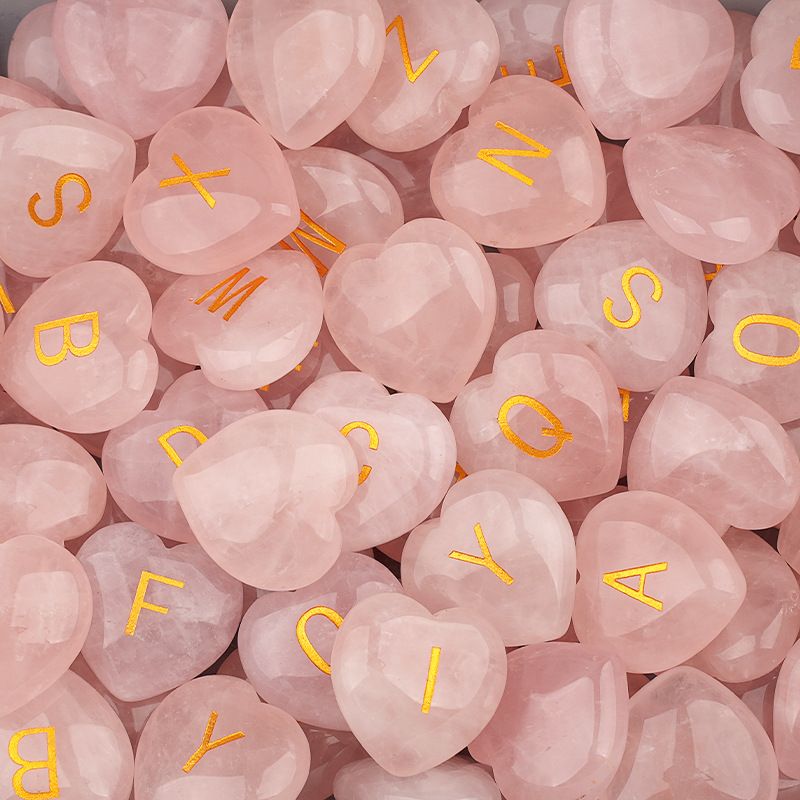 2331-Amor de cristal em pó natural 26 letras artesanato de pedra semipreciosa decoração para casa pequeno ornamento inglês