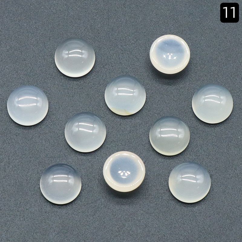 1248-10Mm anel redondo superfície de cristal natural única superfície curva redonda geométrica DIY jóias incrustadas com acessórios de pedra solta