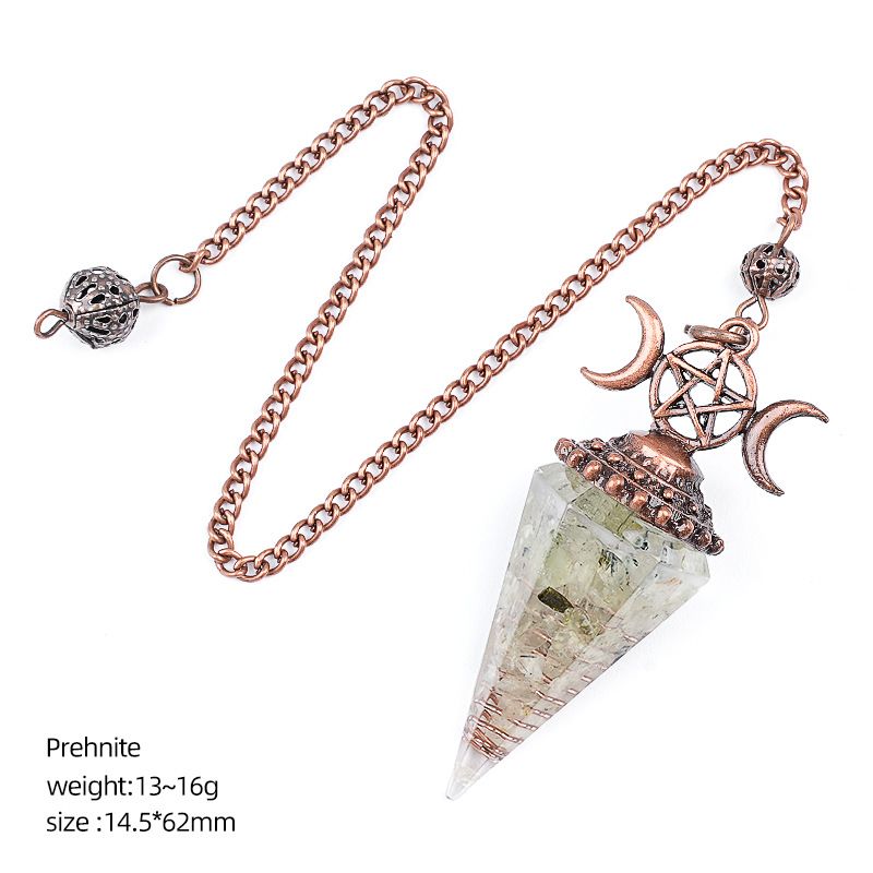 Pingente de pêndulo de cristal natural Triatlo vermelho antigo Hexagonal Cone Yoga Meditação Pêndulo de resina de frequência ajustável