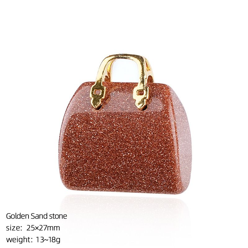 Pingente de saco de ágata de jade natural transfronteiriço paisagismo criativo colar DIY gravura cristal mini bolsa ornamento