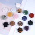 Acessórios de pingente de hexagrama de cristal natural Agate perfurado corte geométrico grande satélite colar de pedra