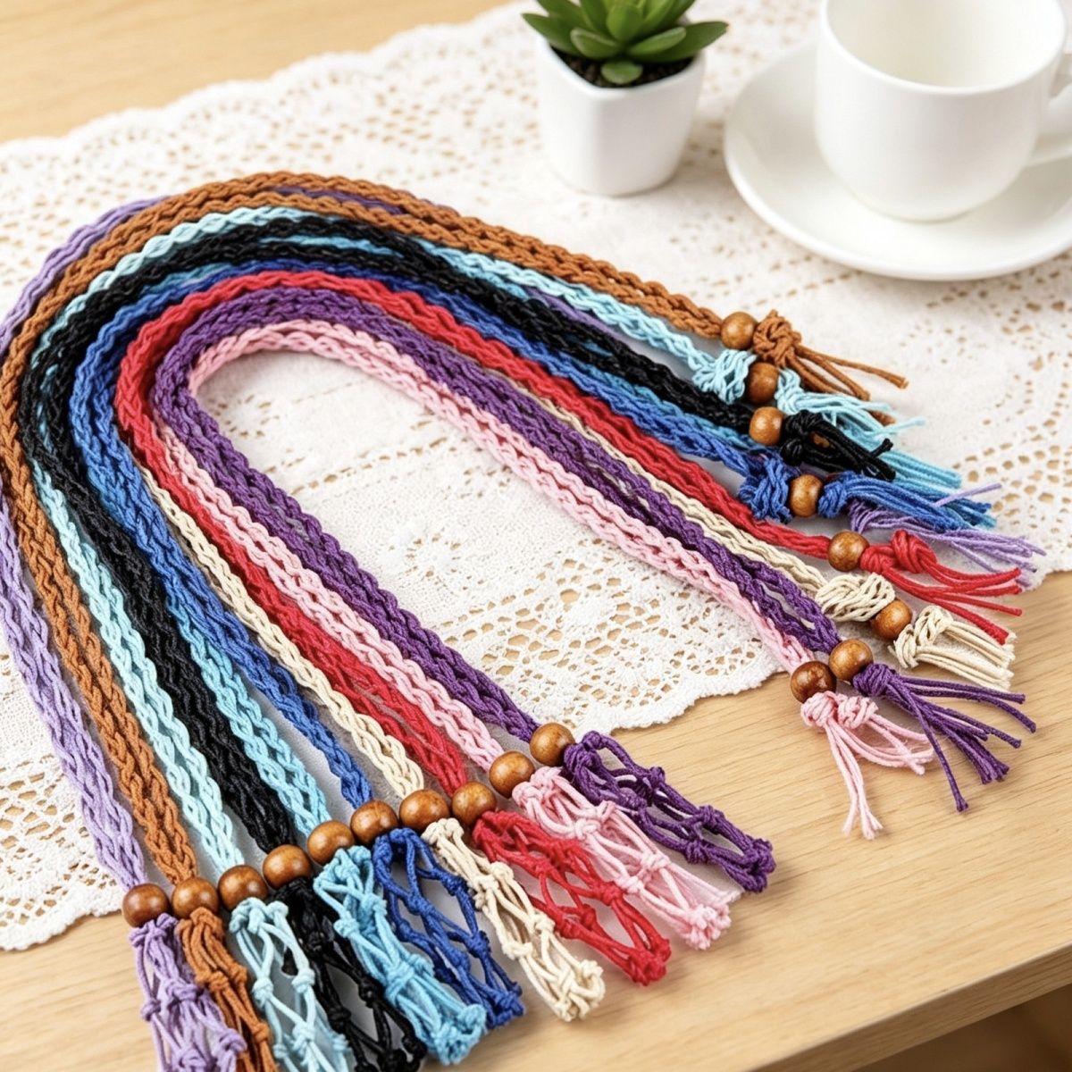 6107-Transfronteiriço tecido mesh bolso colar pingente ajustável retrátil artesanal suporte de malha retro corda ametista pedra bruta