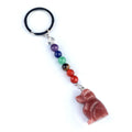 1958-Chaveiro de cachorro de pedra de cristal colorido, pingente de jóias de chakra, pingente de chaveiro de animal pequeno