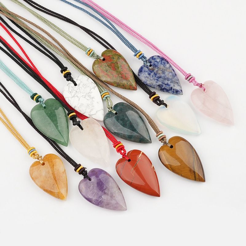 Cristal natural amor ágata pêssego coração colar coração pingente DIY jóias pingente mercadoria cênica