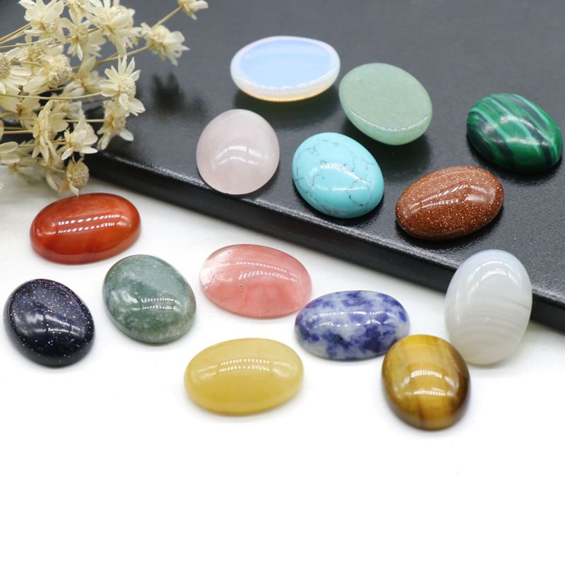 12 * 16Mm de cristal de ágata de superfície de anel de ágata semi-preciosa pedra preciosa remendo oval meia face grampo de cabelo DIY acessórios de jóias