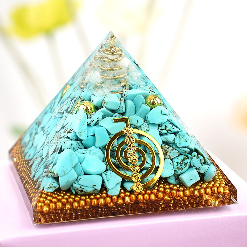 6.5Cm Pirâmide Cascalho Resina Epóxi Ornamento Artesanato Presentes Ornamento Jóias