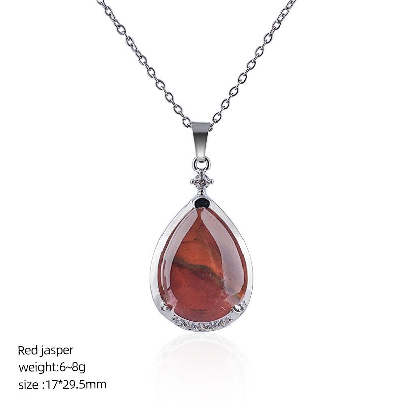 Pingente de gota de água de cristal natural popular com corrente de clavícula incrustada de cobre diamante colar de gota de água de ametista natural