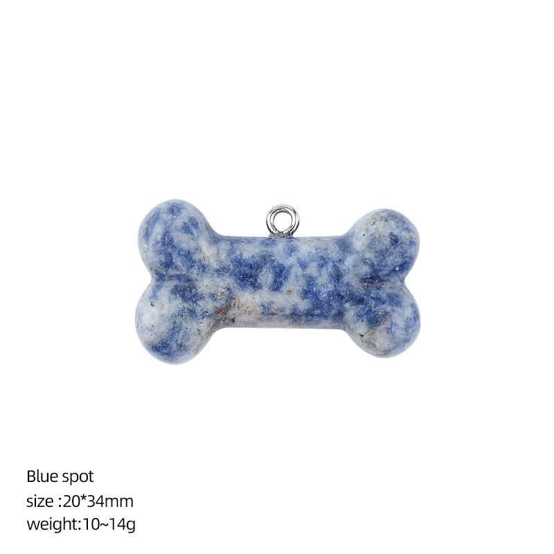 Pingente de osso de cristal natural DIY colar pingente filhote de cachorro acessórios pedra ágata gravada osso