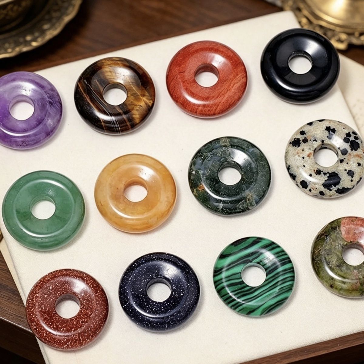 18Mm fivela de segurança de pedra natural pingente grande buraco redondo ágata nostálgico acessórios de jóias de cristal ametista fivela de segurança