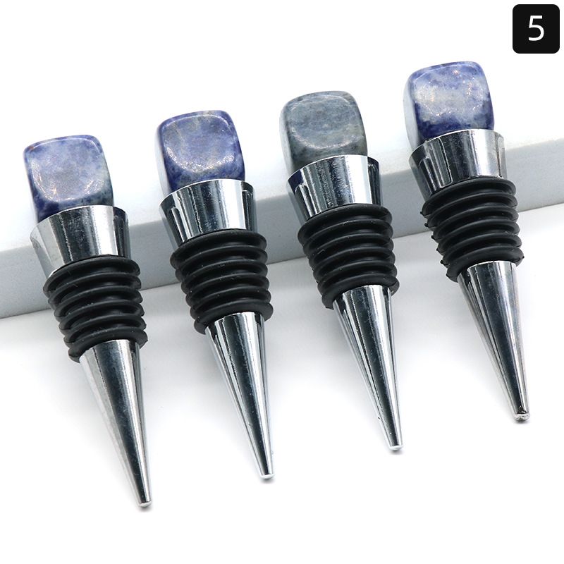 1509-Rolha de vinho semipreciosa de cristal, rolha de vinho de silicone de liga de zinco, acessórios de rolha de garrafa decorativa de pedras preciosas