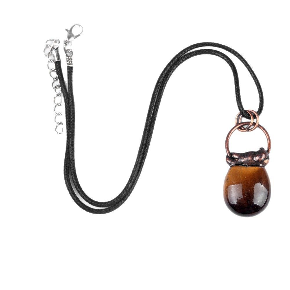 1777-Ametista pingente de bolsa estilo retrô, cristal branco em pó cristal olho de tigre bronze pingente de pedra de joias europeias e americanas