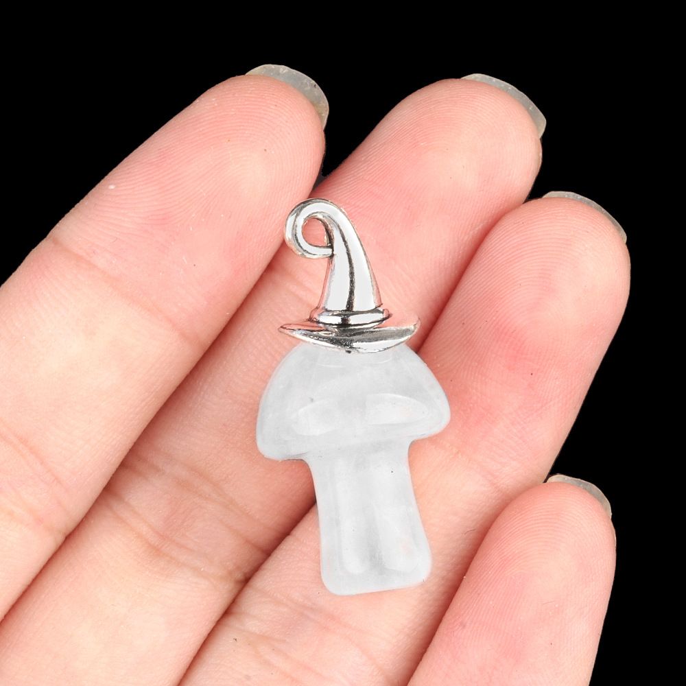 1963-Ágata de cristal natural pedra semipreciosa ametista mágica chapéu de Natal cogumelo pingente acessórios de jóias DIY