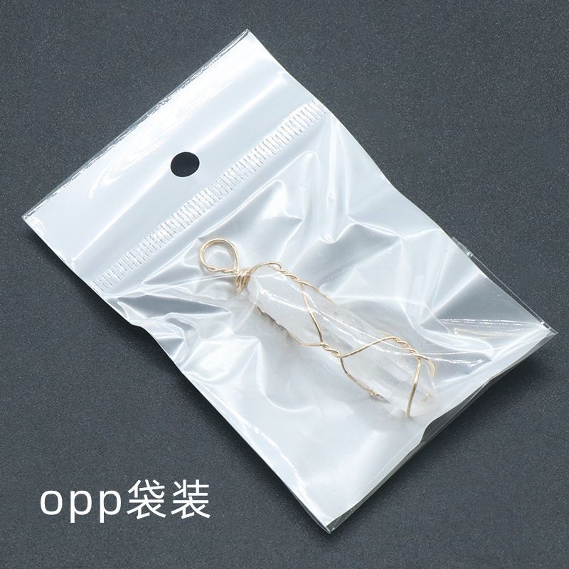 Coluna de cristal de pedra áspera de quartzo transparente 1448 pingente de enrolamento irregular ouro prata colar de cristal branco