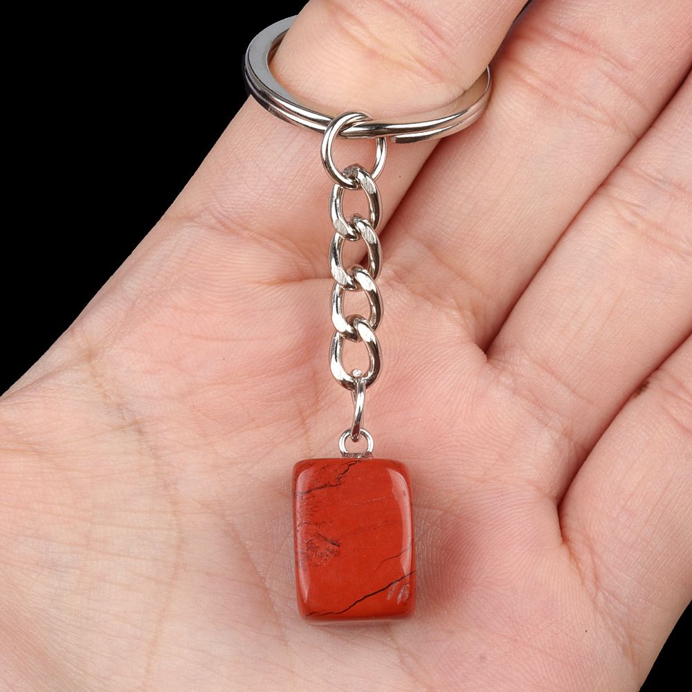 1788-Cristal Colorido Pedra Irregular 16mm Chaveiro Quadrado Comprido DIY Gem Pingente Opala